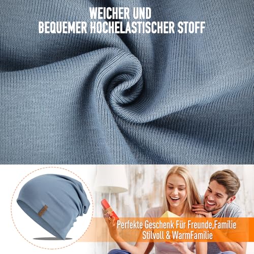Mütze Damen Herren, Slouch Beanie Mütze, Weich Dünne Mütze aus Baumwolle, Leichte Atmungsaktiv Longbeanie, Elastisch Laufmütze für Alle Jahreszeiten