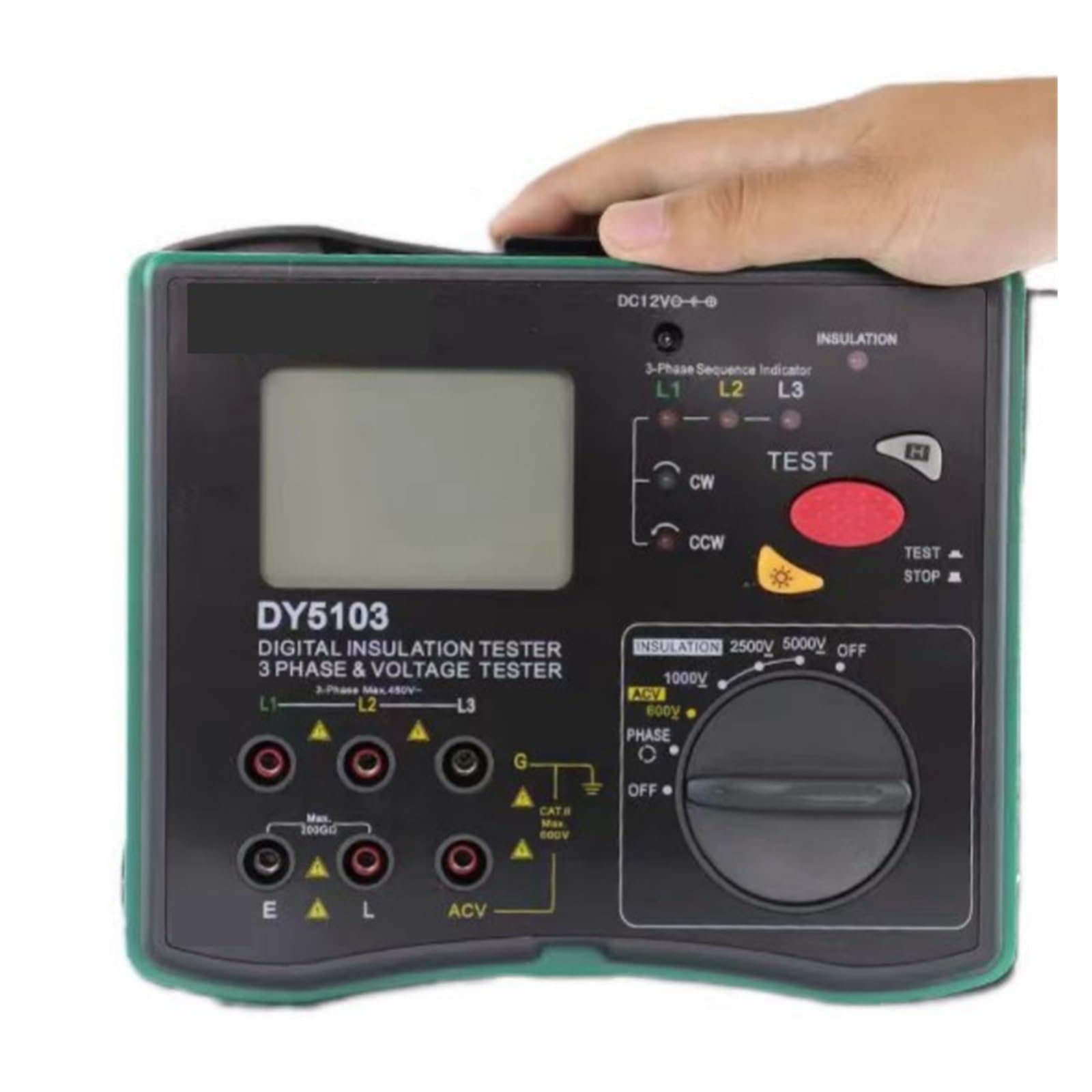 Medidor de Resistencia, Probador de resistencia a tierra con abrazadera digital DY5103, medidor de ohmios de tierra de 0,1-200 Ω