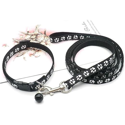 YellowCult Adjustable Pet Collar Leash Set - Black