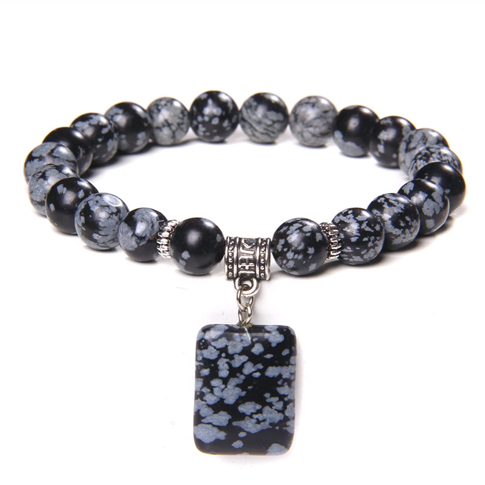 Naturstein-Armband, Naturstein-Perlen-Armband, quadratischer Anhänger, Charm-Tigerauge-Sodalith-Armbänder für Frauen, Männer, Paar-Schmuck, Geschenke, Armband-Schmuck