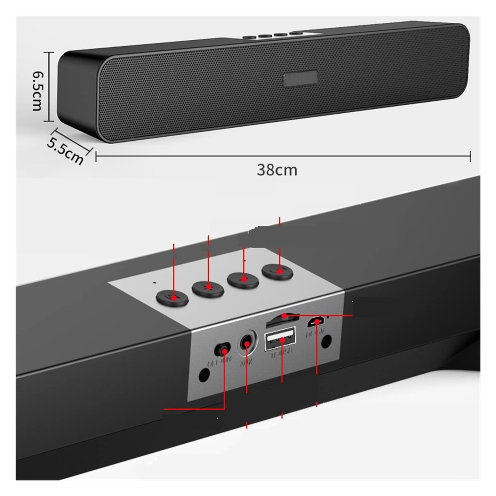 Barra de sonido E91D de subwoofer largo con altavoz Bluetooth para ordenador, TV, teléfono móvil