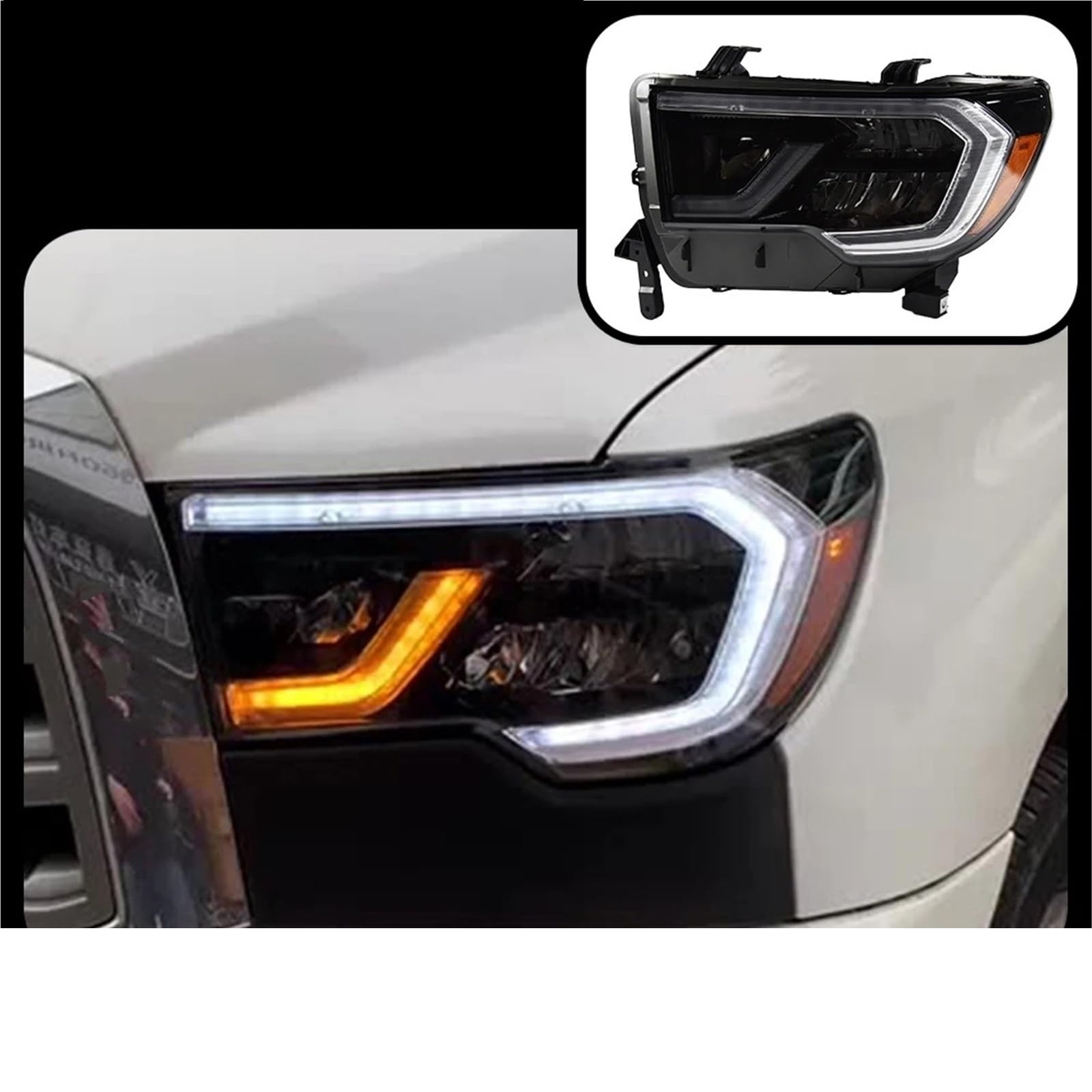 Faro Coche Reemplazo De Faro Delantero Coche, Luz Diurna DRL, Proyector, Restyling Para Toyota Para Tundra 2007 2008-2013 Para Sequoia Faros Delanteros(Style A)