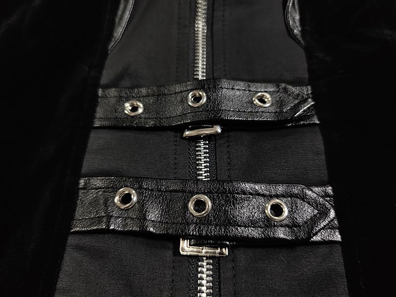 Men's Gothic Steampunk Coat | Medieval Vampire Jacket w/Velvet Trim Renaissance Pirate Trench Cosplay - Image 6