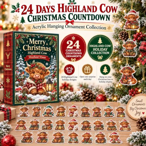 Highland Cow Advent Calendar, 24 Days 2D Acrylic Christmas Countdown，#D - image 4