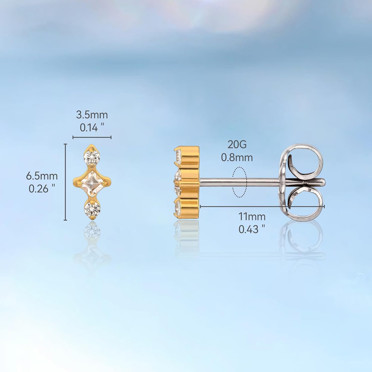 Limerencia Implant Grade Pure Titanium Studs, F136 Hypoallergenic G23 Small Dainty Cubic Zirconia Earrings for Women's Sensitive Ears - Image 4