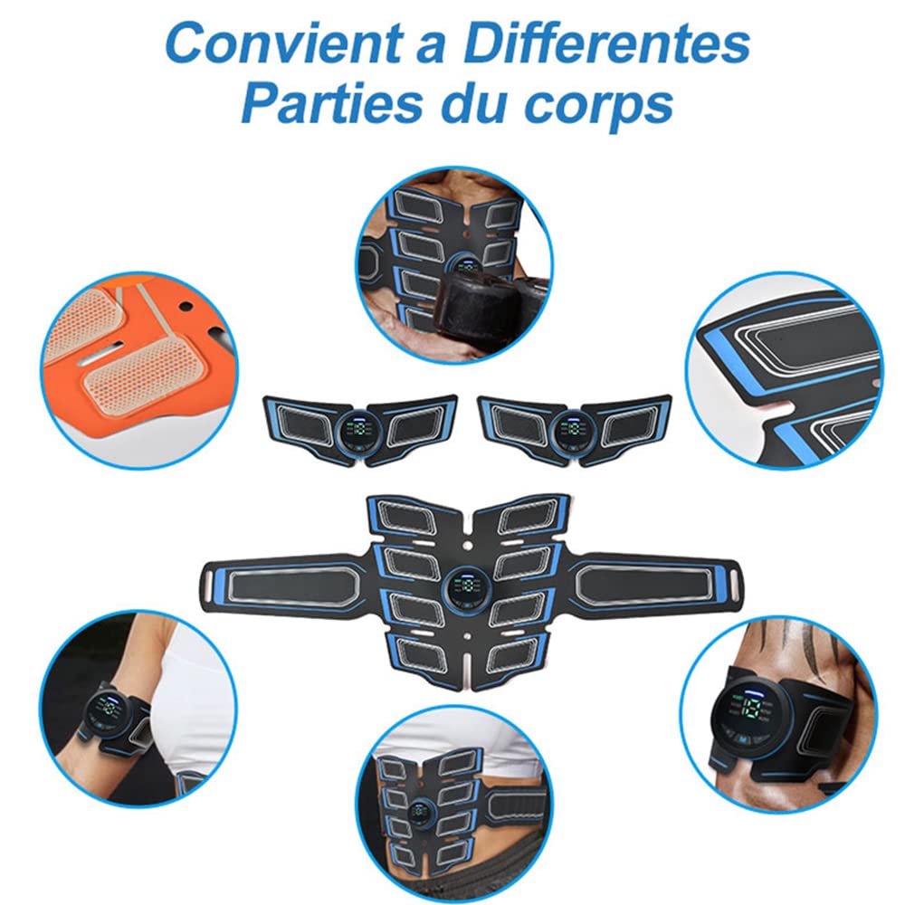 Estimulador Muscular Abdominal EMS, masajeador Adelgazante Recargable por USB + 3 Controladores, Masaje Abdominal ABS