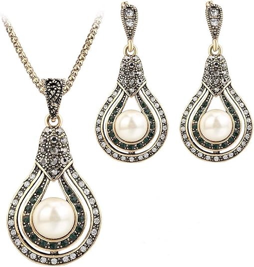 la luen Necklace Set,Delicate Necklaces Vintage gems and Pearl Jewelry