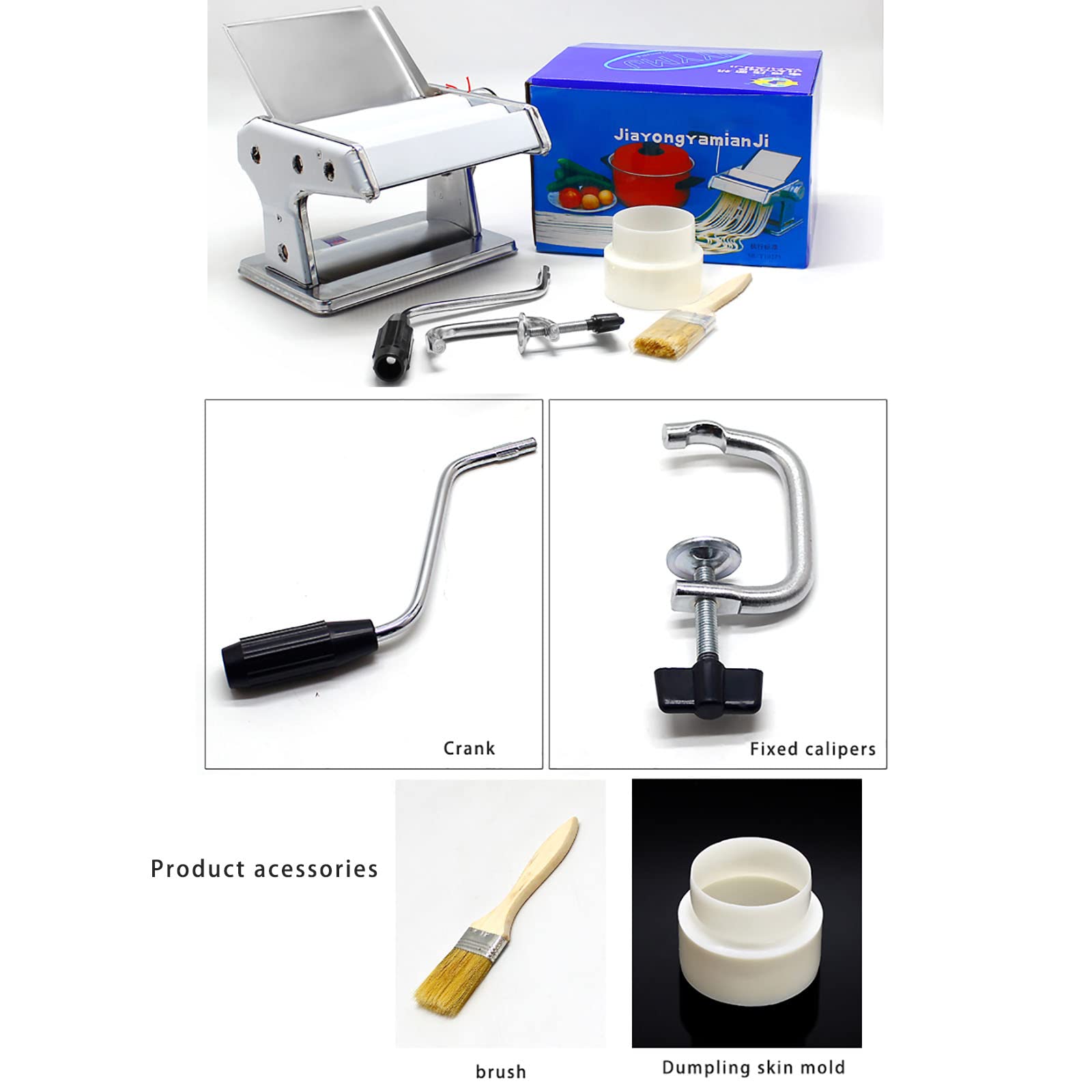 Máquina Manual para Hacer Pasta de Acero Inoxidable con ajustes de Espesor Ajustables Fideos con Abrazadera para Espagueti, fettuccini, lasaña o Pieles de Bolas de Masa hervida CAS