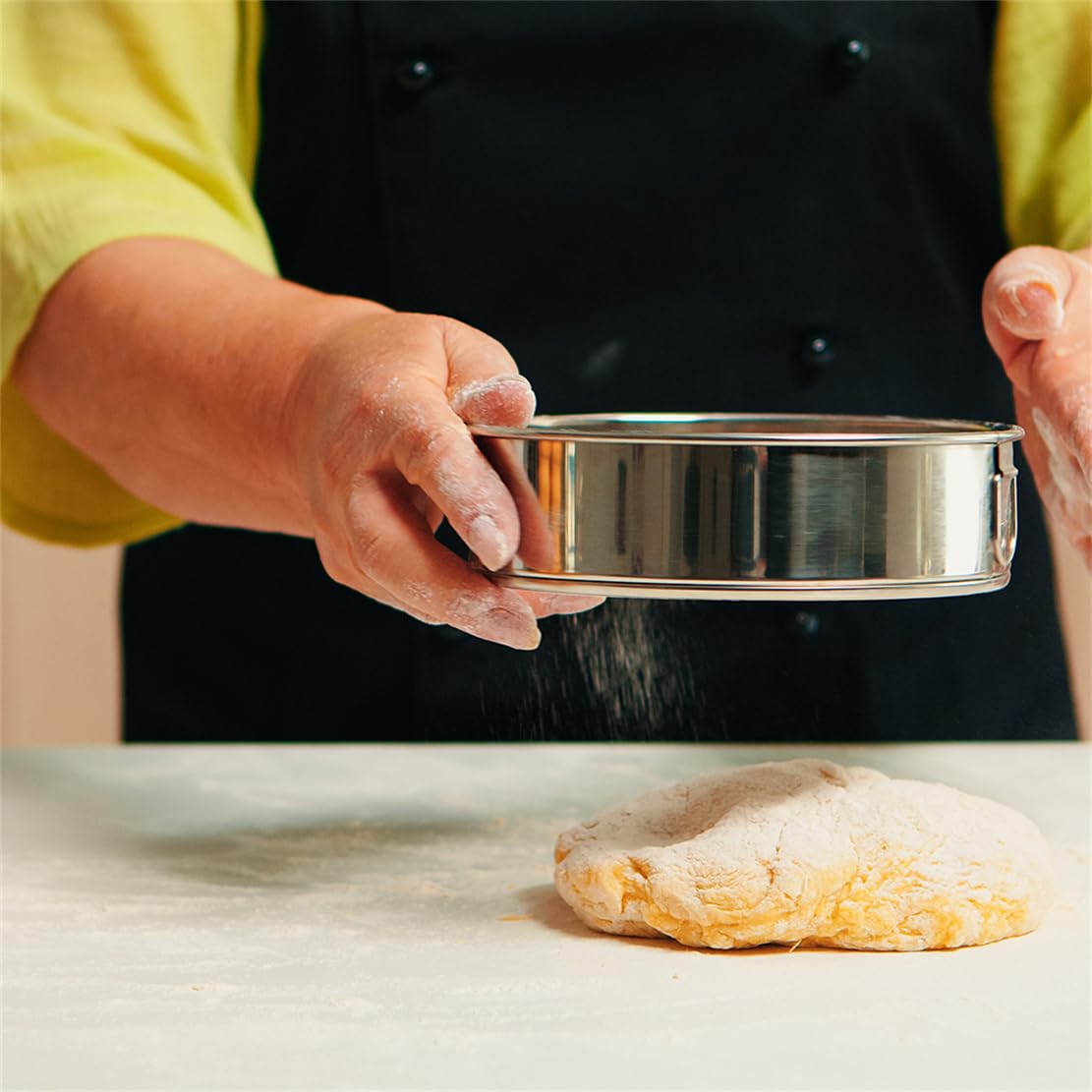 Tamis à farine rond en acier inoxydable de 30 cm pour gâteaux, légumes