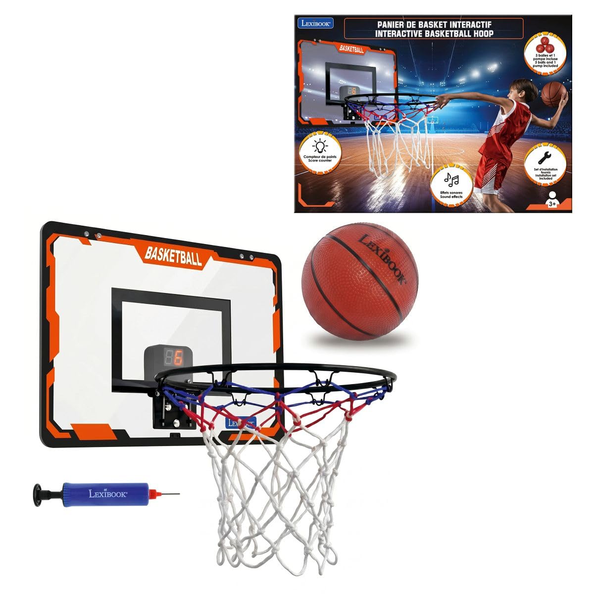 Lexibook, Panier de Basket Interactif, JG920LXB