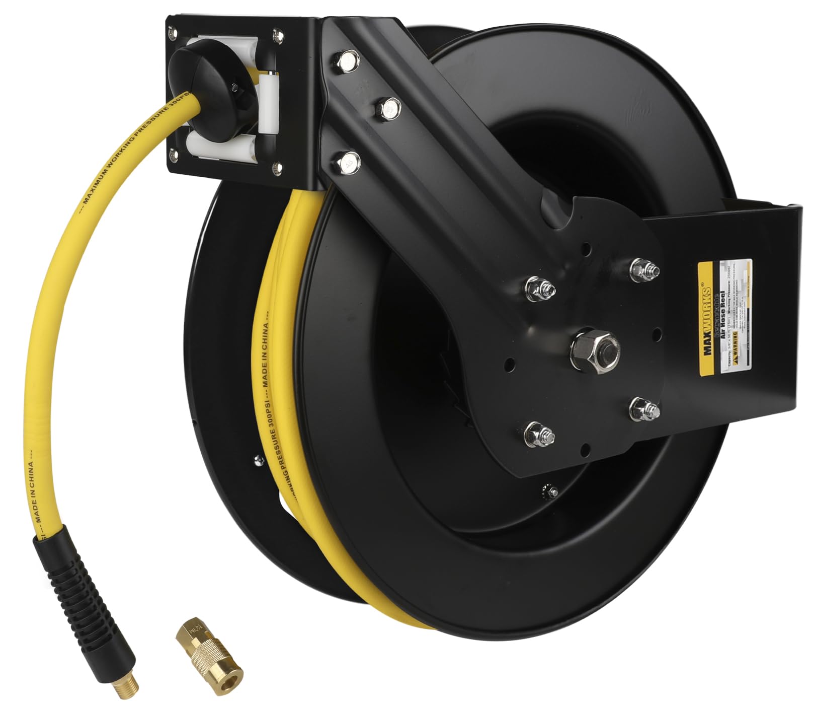 MaxWorks Retractable Air Hose Reel - 3/8 x 50 ft Hybrid - 250 PSI (51240)