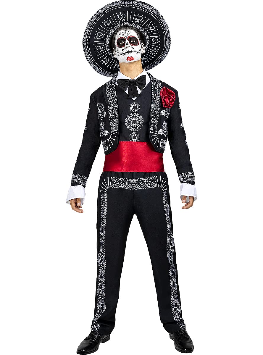 Funidelia | Disfraz de Mariachi para hombre Catrina, Dia de los Muertos, Terror - Disfraz para adultos y divertidos accesorios para Fiestas, Carnaval y Halloween - Negro