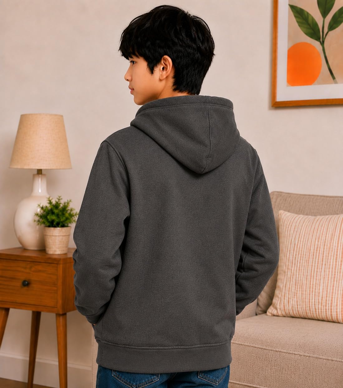 ADBUCKS Boy's Cotton Hooded Hoodie (Boy'ss_Jacket_Darkgrey_30_Dark Grey_9-10 Years) 2