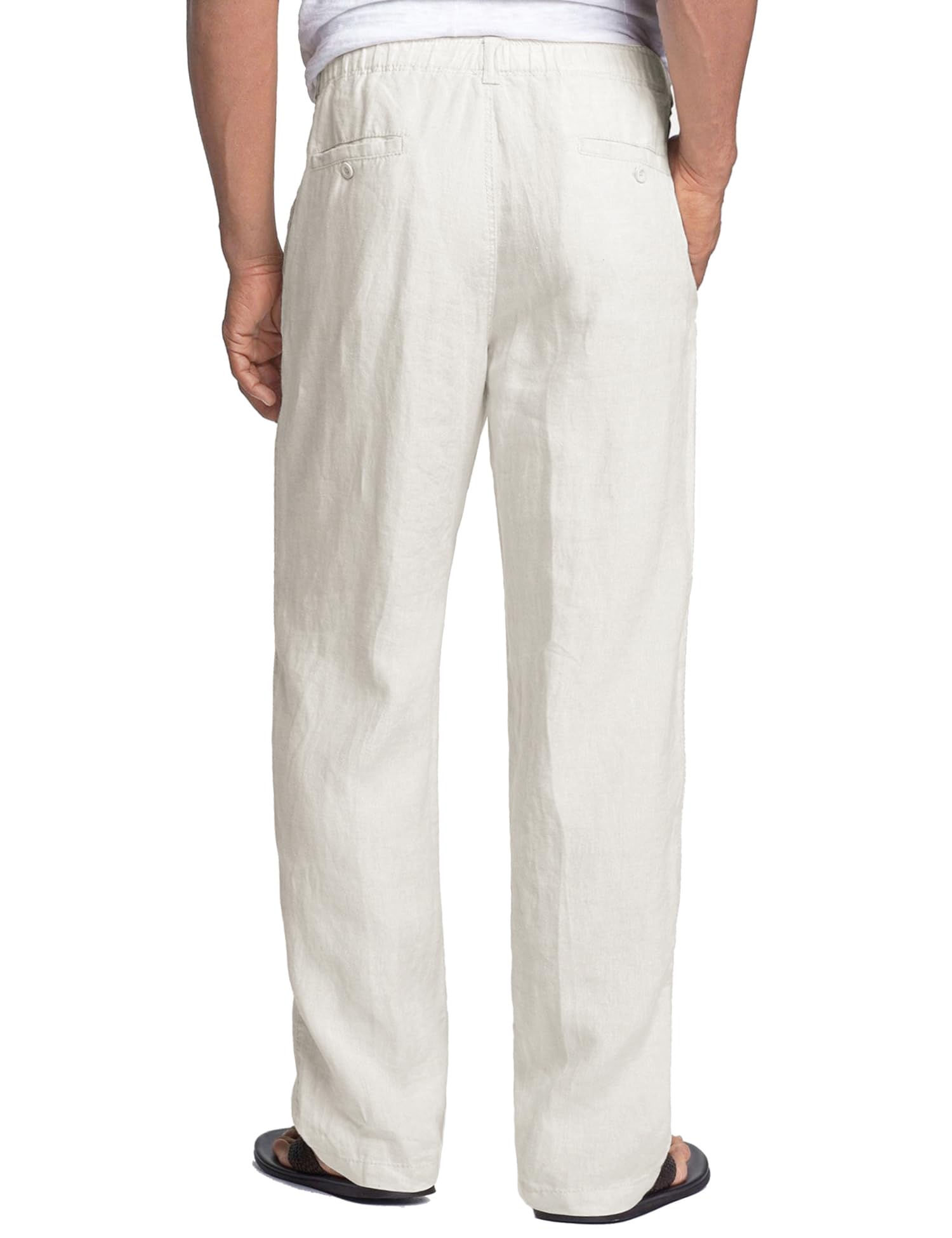 COOFANDY Pantalones Lino Hombre Verano Largos Casual Playa Pantalones Cintura Elástica Cordón Ligeros