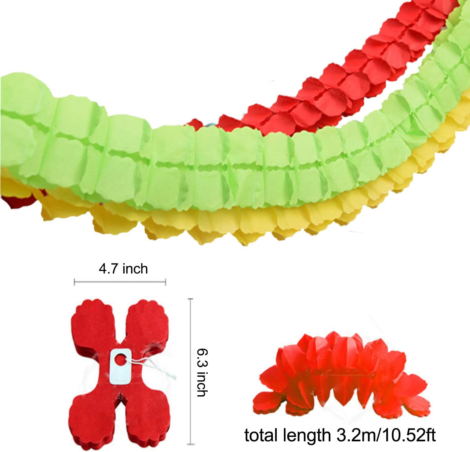 12 Pack Colorful Four Leaf Clover Paper Flowers Garland Decorations Reusable Party Streamers Hanging Garland Tissue Flower Hanging Ornament for Birthday Wedding Baby Shower Party Home Decor