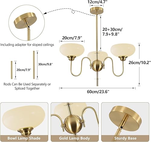 Miniatura 2 de BOKT Candelabro francés dorado y blanco moderno de 3 luces para comedor sobre mesa vintage Foyer Candelabros ajustables