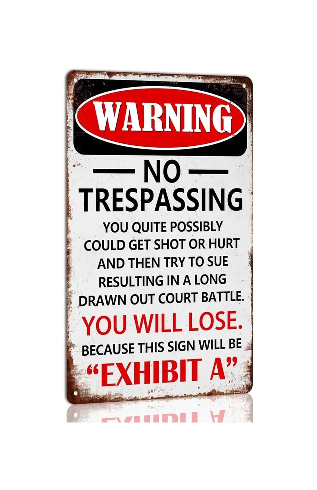 CBQZCHWDKT Funny Warning No Trespassing Metal Tin Sign Rustic Farmhouse Style for Yard Gate Fence or Shed 8 X 12 inch​