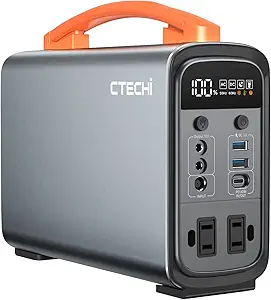 CTECHi Portable Power Station 320Wh, LifePO4 Battery for Camping, Solar Powered Generators for Home Use, 240W Emergency Battery Backup Power Supply for Outdoor Travel, Camping and CPAP