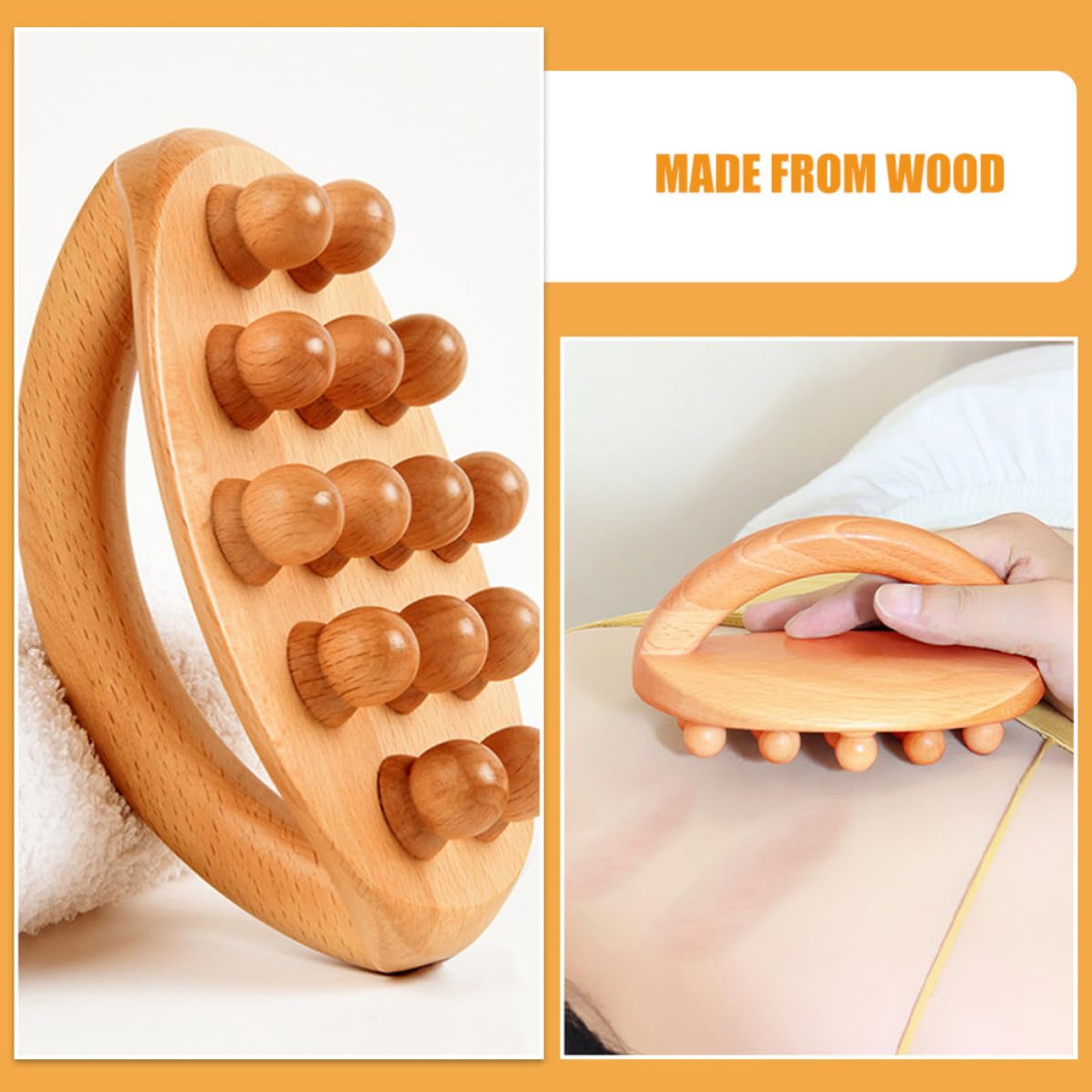 Masseur Manuel en Bois Brosse de Massage Facile à Utiliser Couleur Kaki pour Massage Abdominal et Fascia Corps Entier pour Usage à Domicile