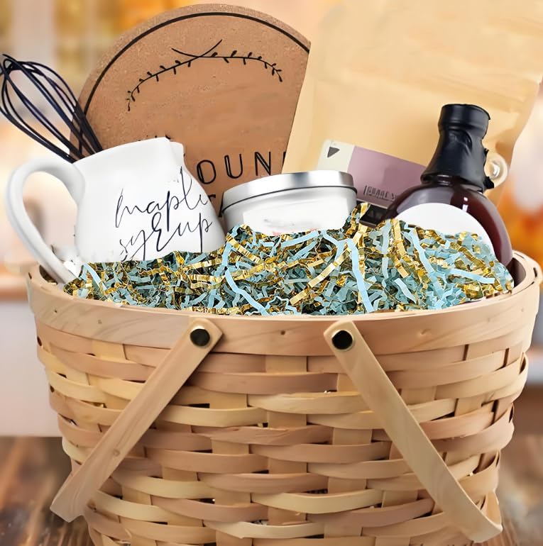 5.3 OZ Blue & Gold Crinkle Paper Filler Shredded Confetti Stuffing Paper for Gift Baskets Boxes and Bags Crinkled Cut Papers Shred Basket Grass for Birthday and Christmas Box Filling - Image 7