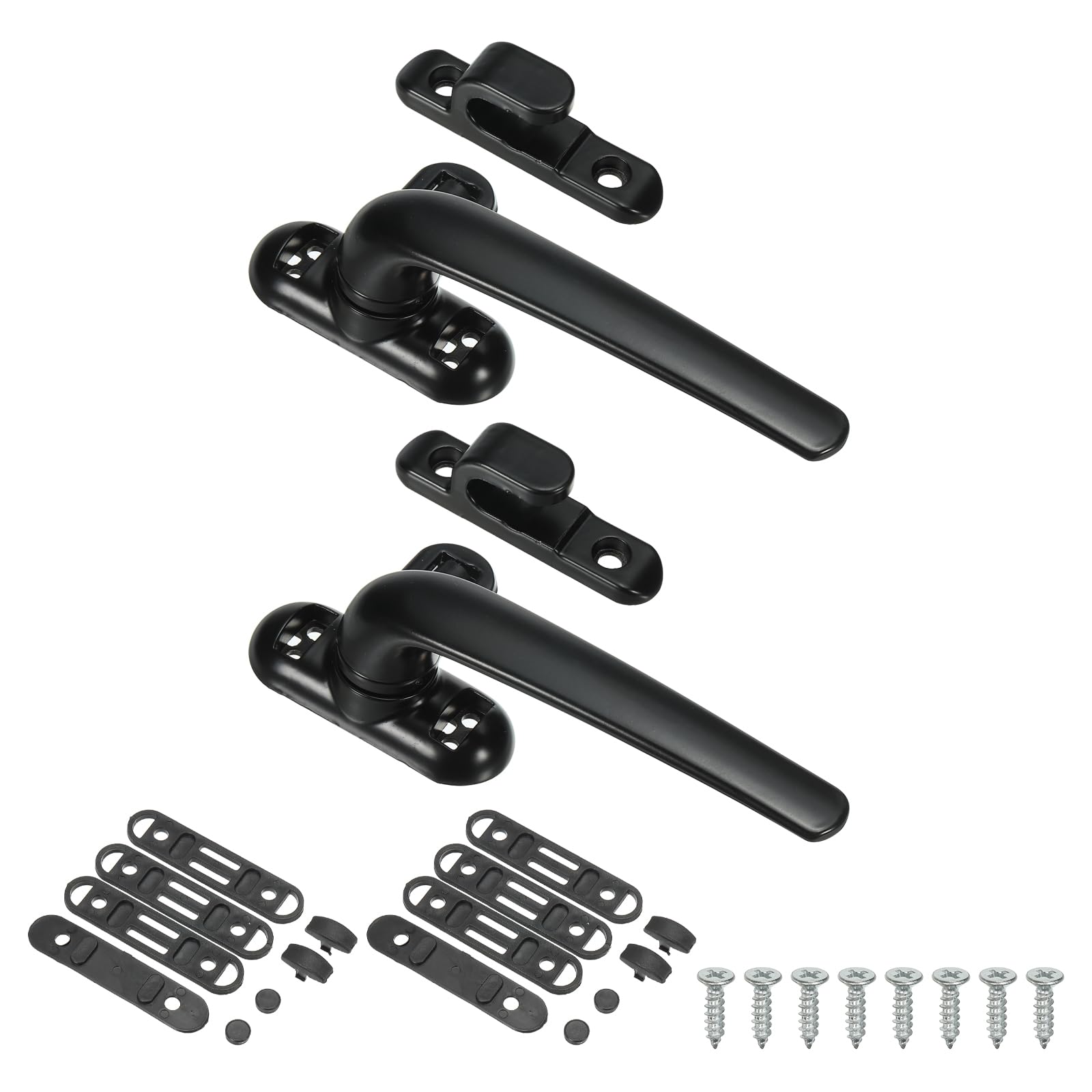 PATIKIL Aluminum Alloy Window Handle, 2pack Casement Window Lock Internal and External Sliding Door Window Handle Locks for Vertical & Horizontal Sliding Windows, Black (Left Hand)