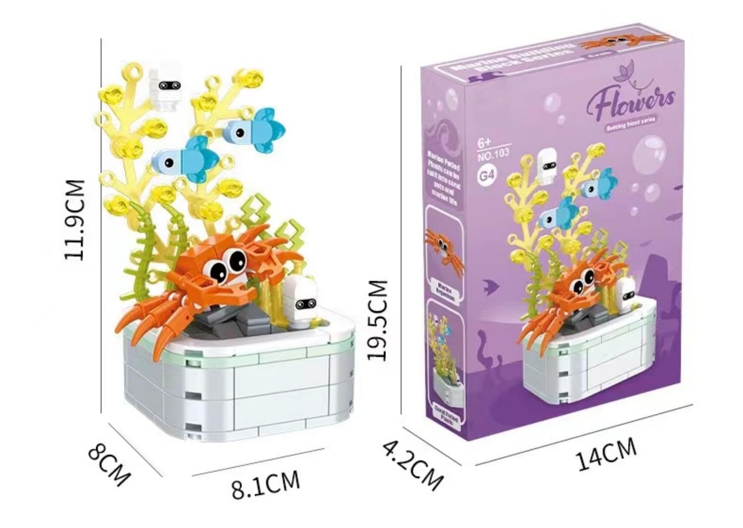 Marine Animals 145PCS Crab & Potted Plant Sea Creature Mini Building Kit, DIY Ocean Animal Toy Set - Adults & Kids Gifts (G4) - Image 2