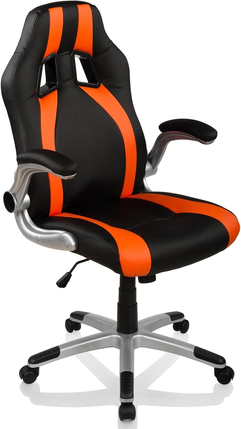 Office Chair Desk Chair Racing Look “GT Stripes Series”, Gaming-Chair, Collapsible Armrests, XL Five-Star Base, Gas Lift Rocking Function