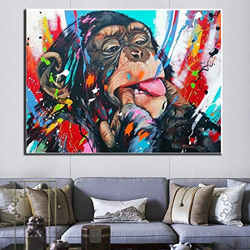 Toile singe art graffiti 35x50cm sans cadre pour une deco moderne