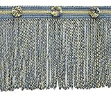 DecoPro Fransenborte, 15 cm lang, französisches Blau, Kadettenblau, Gold, Champagner, Fransenborte, Stil # BFHR6|Farbe: Boudior - 51527|Verkauf pro Yard (1 Yard = 91 cm).