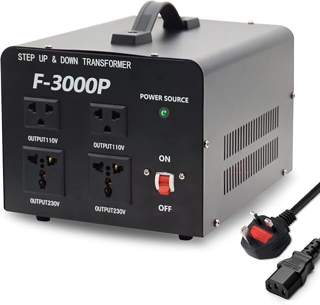 Yinleader 3000W 230V - 110V Step Up & Step Down Voltage Transformer Converter UK to US US to UK Dual 120V & 240V outlets
