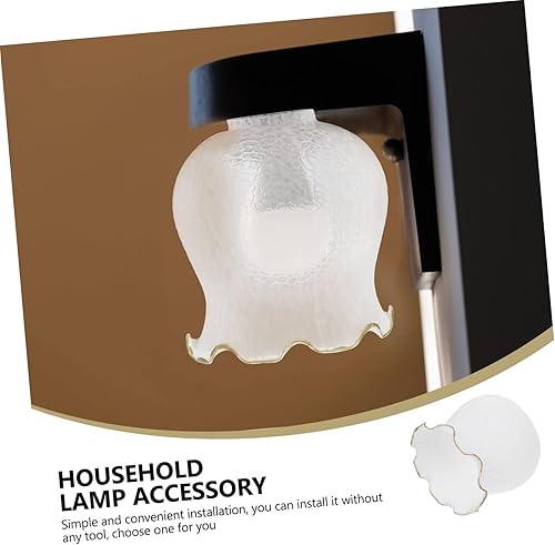 Miniatura 9 de ABOOFAN Pantalla de cristal de encaje decoración LED luces colgantes al aire libre lámpara de escritorio blanca lámpara de vidrio campana lámpara de