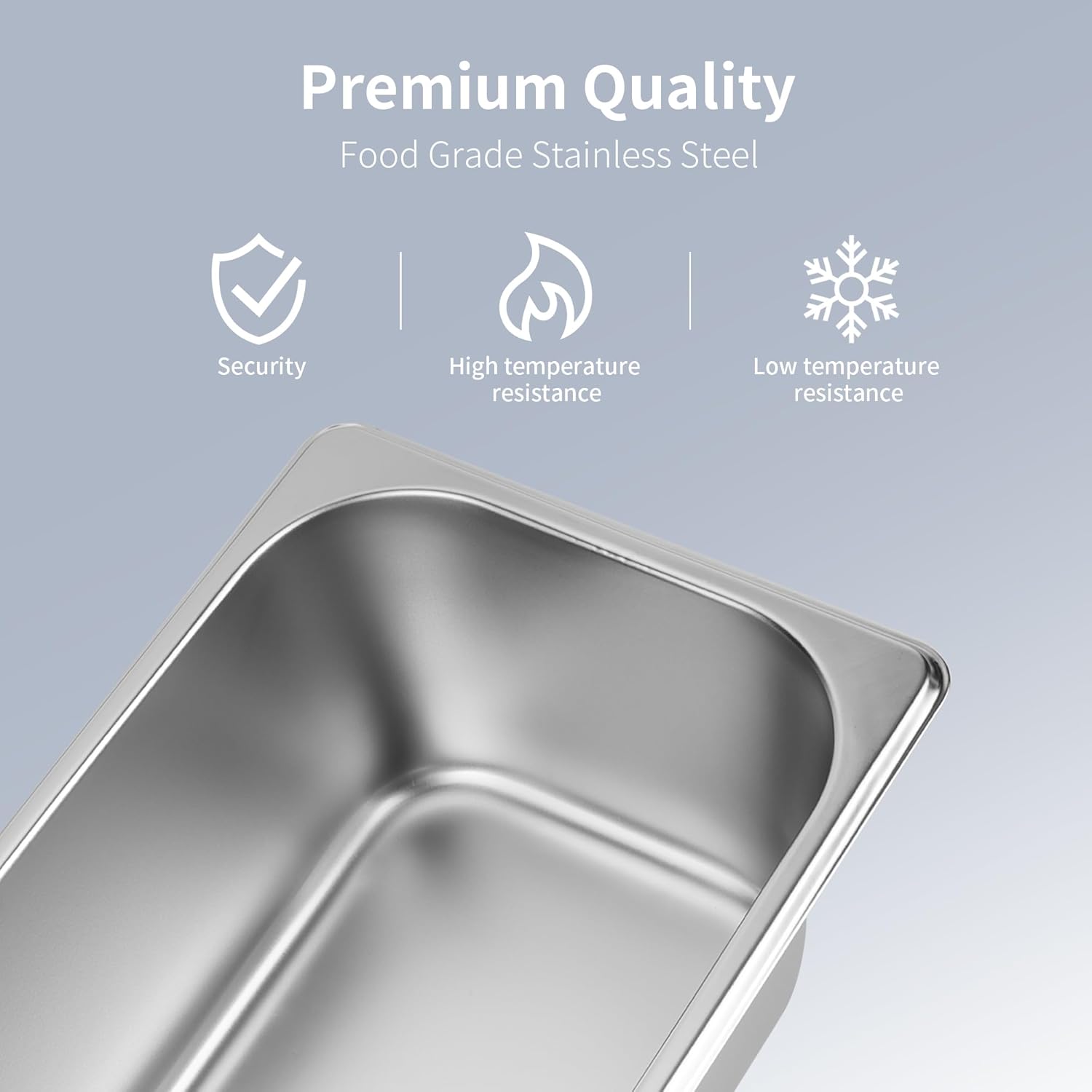 3 Pack 1/3 Size Steam Table Pan with Lid, 4 Inch Deep Restaurant Hotel Pan, Stainless Steel Steam Containers for Household or Kitchen Use - Image 3