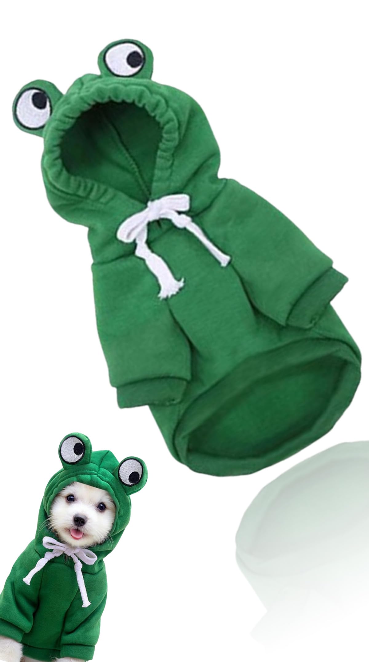 Sweet seven Dog Hoodie - Cute Frog Shape Warm Jacket for Cats, Puppy, and Small & Large Dogs. Fleece Cartoon Clothing in Green, Size XS ensures your furry friend stays cozy in colder weather.