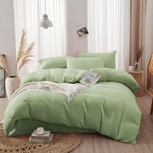 Forxiexie Juego de edredón verde salvia, juego de ropa de cama verde salvia, juego de edredón verde salvia, edredón verde, tamaño Queen, juego de