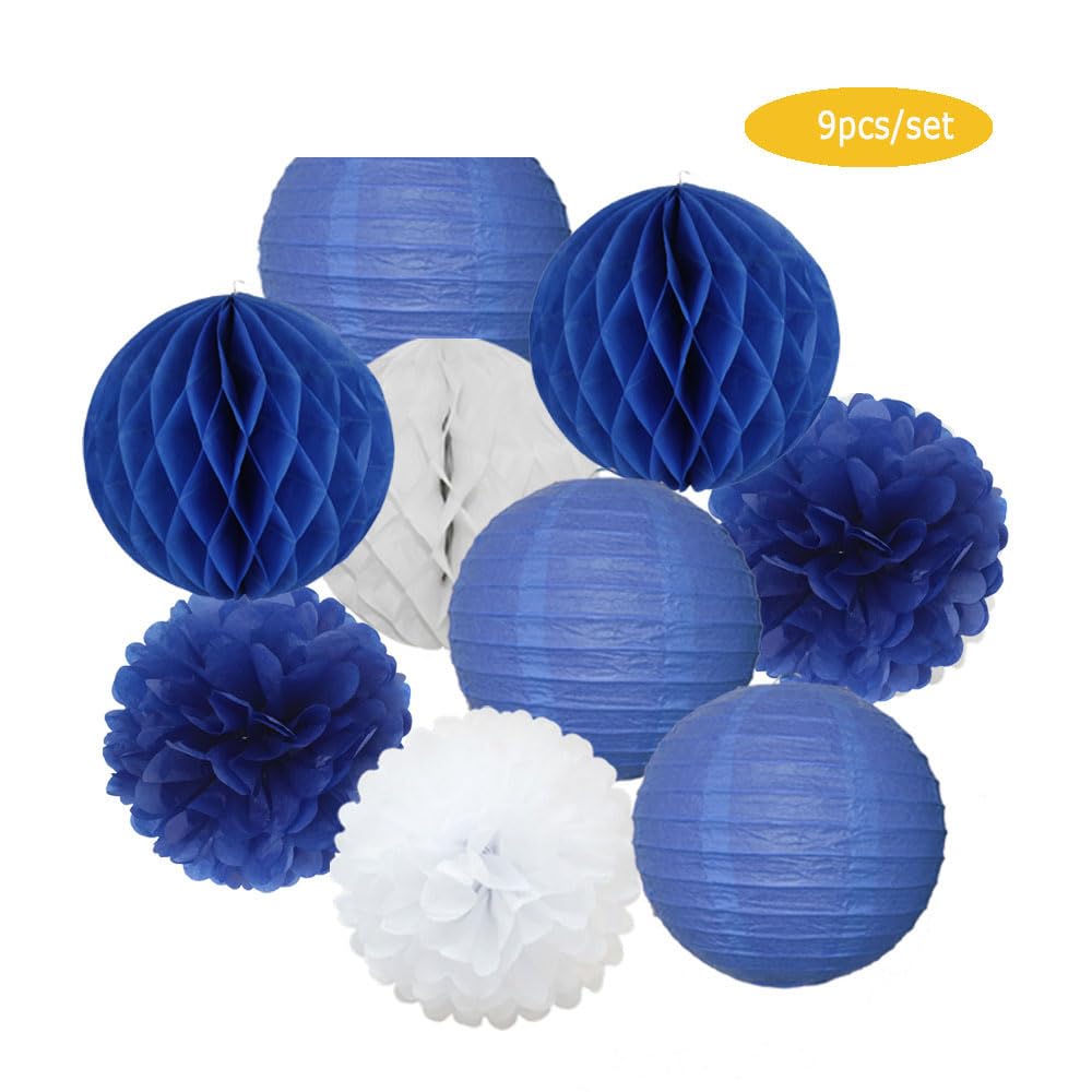 Papierowa latarnia, Upominek dla gości weselnych, wiszący okrągły papierowy lampion, fioletowy, niebieski, różowy, 6" 8" 10" 12" Chrzest, urodziny, Boże Narodzenie, EID, dekoracja świąteczna(Dark Blue