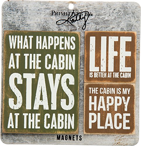 Primitives by Kathy Wooden Magnet Set, 3-Piece, Cabin