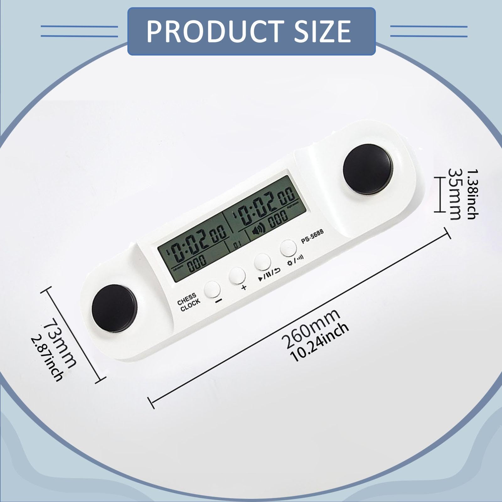 Orologio Scacchi Digitale Timer Portatile Professionale Sveglia Doppio Lato Accessorio Gioco Funzione Memoria Materiale PP Adatto per Competizioni Par, Bianco