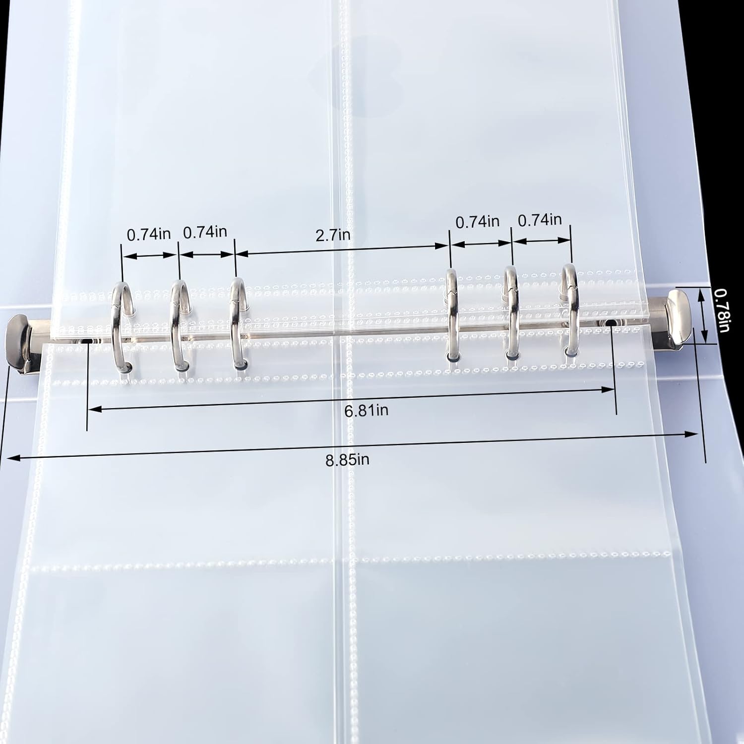 60 Pcs Binder Pockets Clear 4/2/1 Pockets for 6 Ring A5 Binder Insert Card Sleeves Album Page Protector Photocard Document Folder Trading Card Pouch for 6 Ring Sleeves Refill Sheet