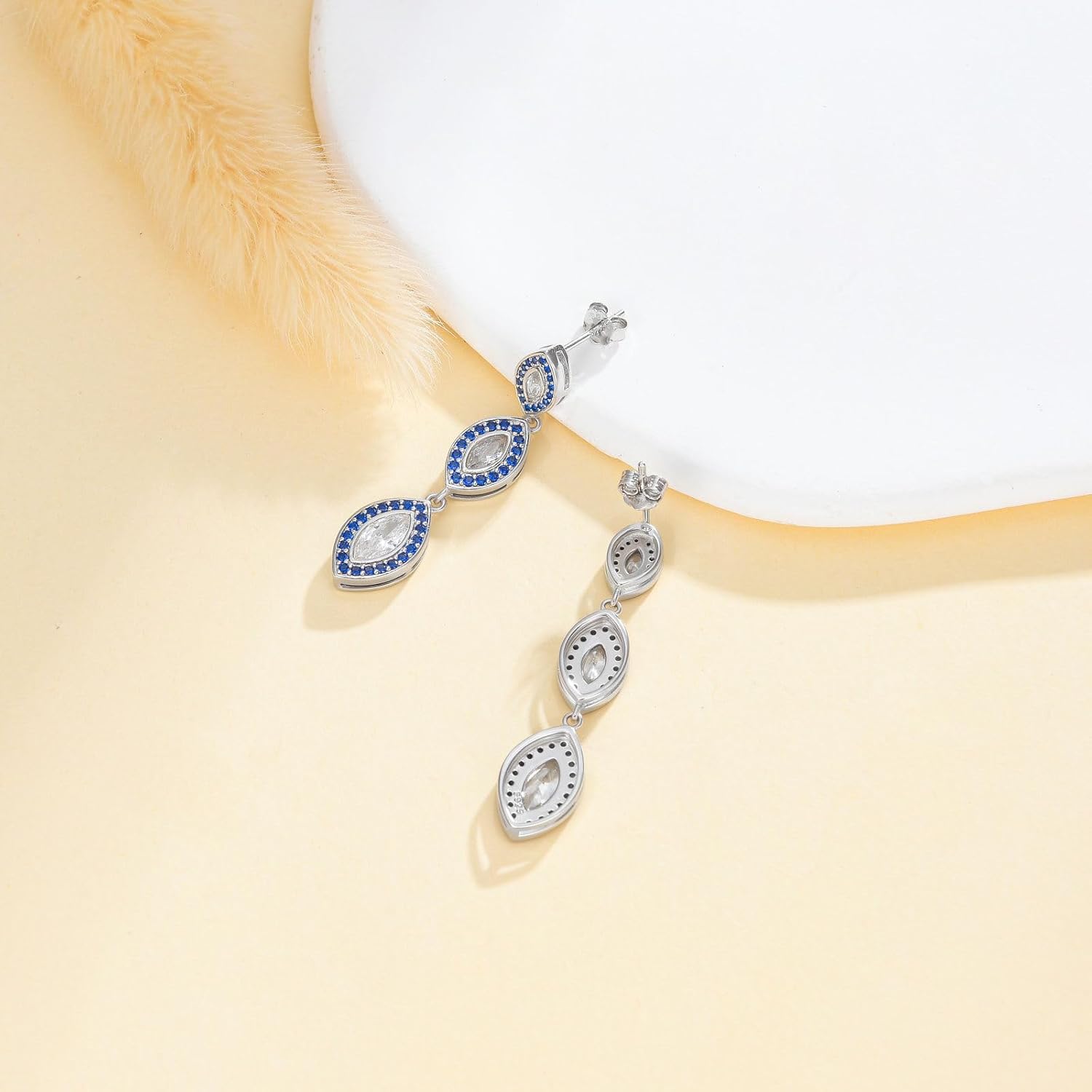 PEIMKO Evil Eye Earrings 925 Sterling Silver Dangling Evil Eyes Protection Earrings Devil Amulet Jewelry for Women - Image 3