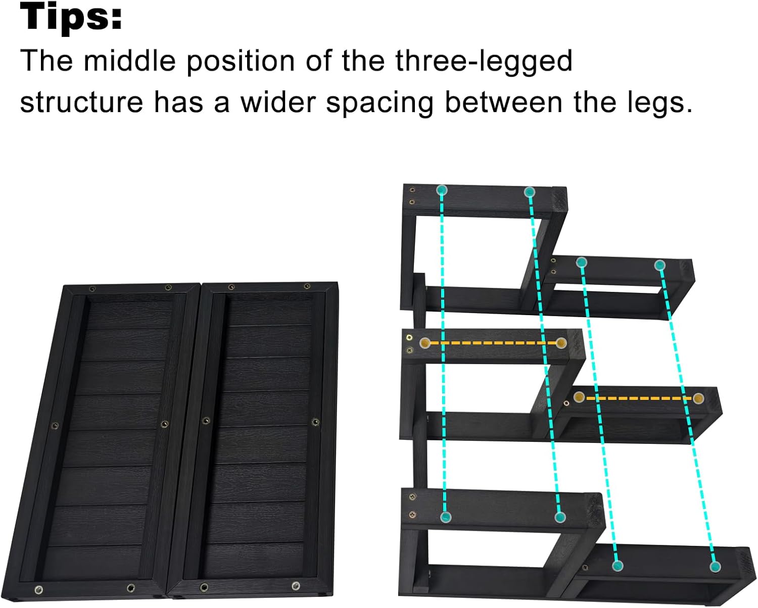 Hot Tub Steps,Universal Slip-Resistant Spa Step,Wood Looking Plastic Steps,Hot Tub Stairs with Three Legs,Outdoor 2 Steps for Sided Spa,RV, Deck, Kitchen Load Capacity 800 lbs,Black