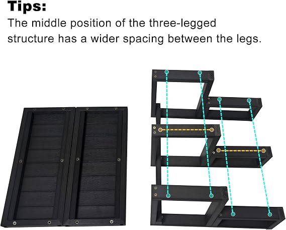 Hot Tub Steps,Universal Slip-Resistant Spa Step,Wood Looking Plastic Steps,Hot Tub Stairs with Three Legs,Outdoor 2 Steps for Sided Spa,RV, Deck, Kitchen Load Capacity 800 lbs,Black