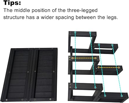 Hot Tub Steps,Universal Slip-Resistant Spa Step,Wood Looking Plastic Steps,Hot Tub Stairs with Three Legs,Outdoor 2 Steps for Sided Spa,RV, Deck, Kitchen Load Capacity 800 lbs,Black