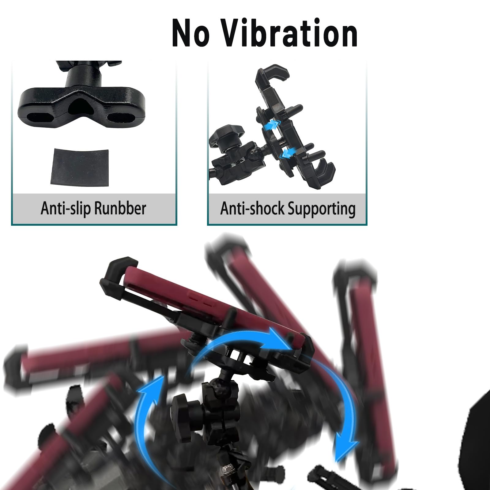 ZIDIYORUO ATV-Handyhalterung – Robuste & Vibrationsgedämpfte Halterung Für Quad & Motorrad, 360° Drehbar, Alu, Für 7-9/8 Zoll Lenker