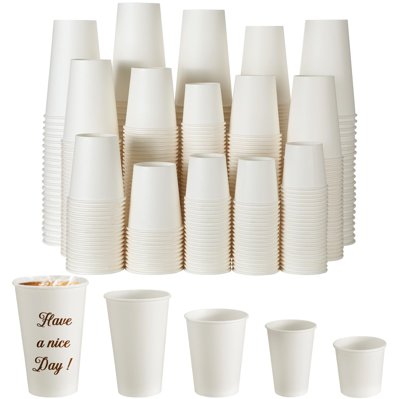 Lallisa 500 Pack Disposable Paper Coffee Cups White Hot Coffee Paper ...