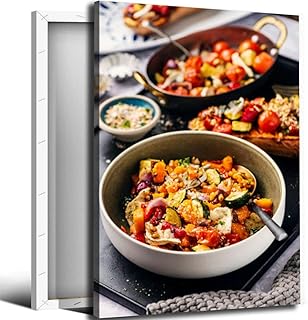 Butternut Squash Cherry Tomatoes and Goat's Cheese Bathroom Canvas Wall Art Decor Framed Photo Prints Picture for Bedroom Living Room Office Kitchen Posters Painting Artwork 16x20