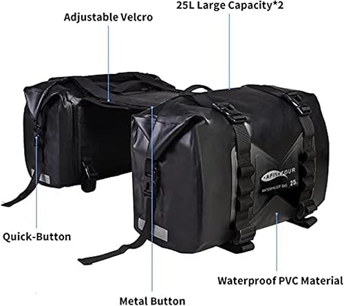 Miniatura 2 de Alforjas impermeables para motocicleta - Bolsas de equipaje para motocicleta de 50L para viajes en motocicleta - Bolsas tipo alforjas desmontables -