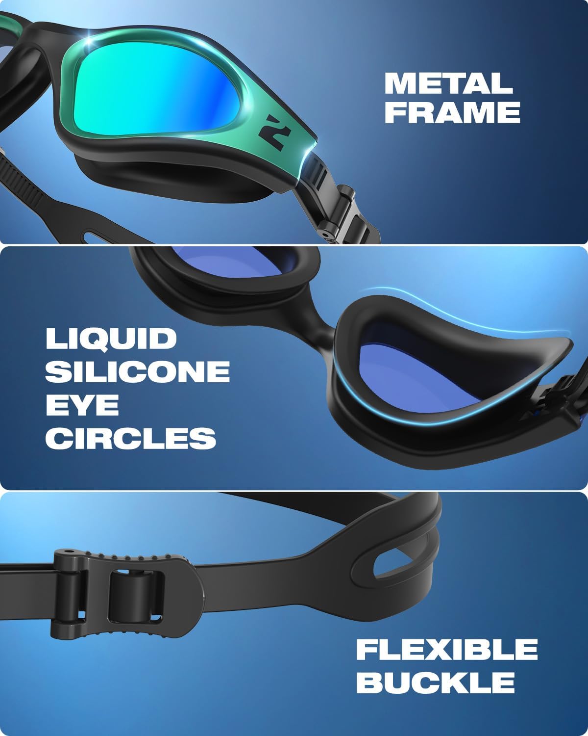 ZIONOR G1 Nava Super Anti-Fog Unisex Swim Goggles Mirror/Bright Smoke Lens - Image 7