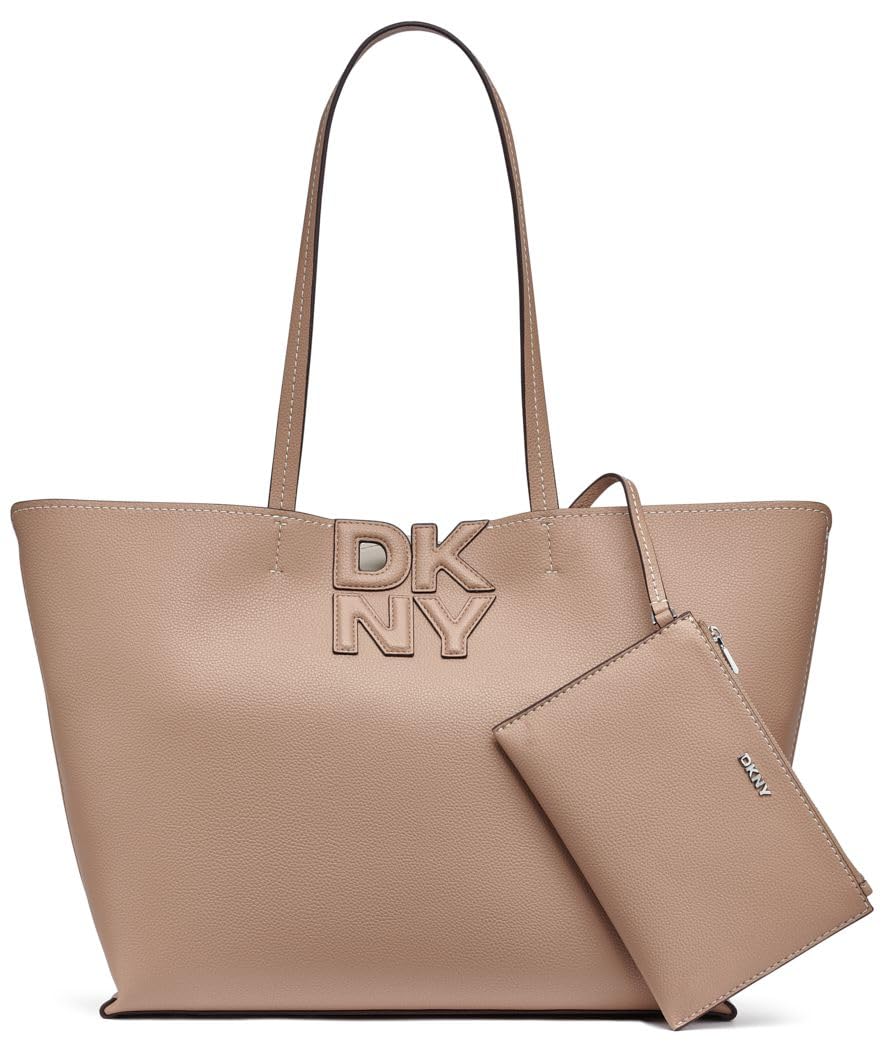 DKNY Women's Nicole Tote 100% Polyurethane, Cappuccino and Light Taupe, Cappucino And Light Taupe, Large