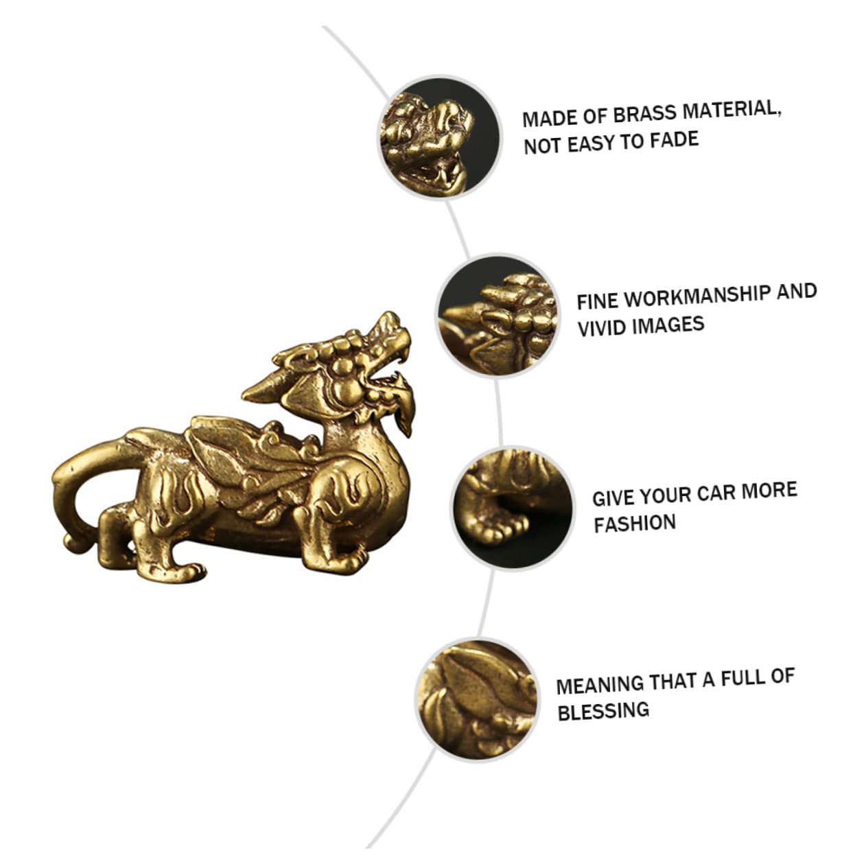HOMSFOU Ornament - Brass Car Dashboard Decoration for Prosperity Feng Shui Desktop Figurine Unique Gift for Home and Office - Image 2