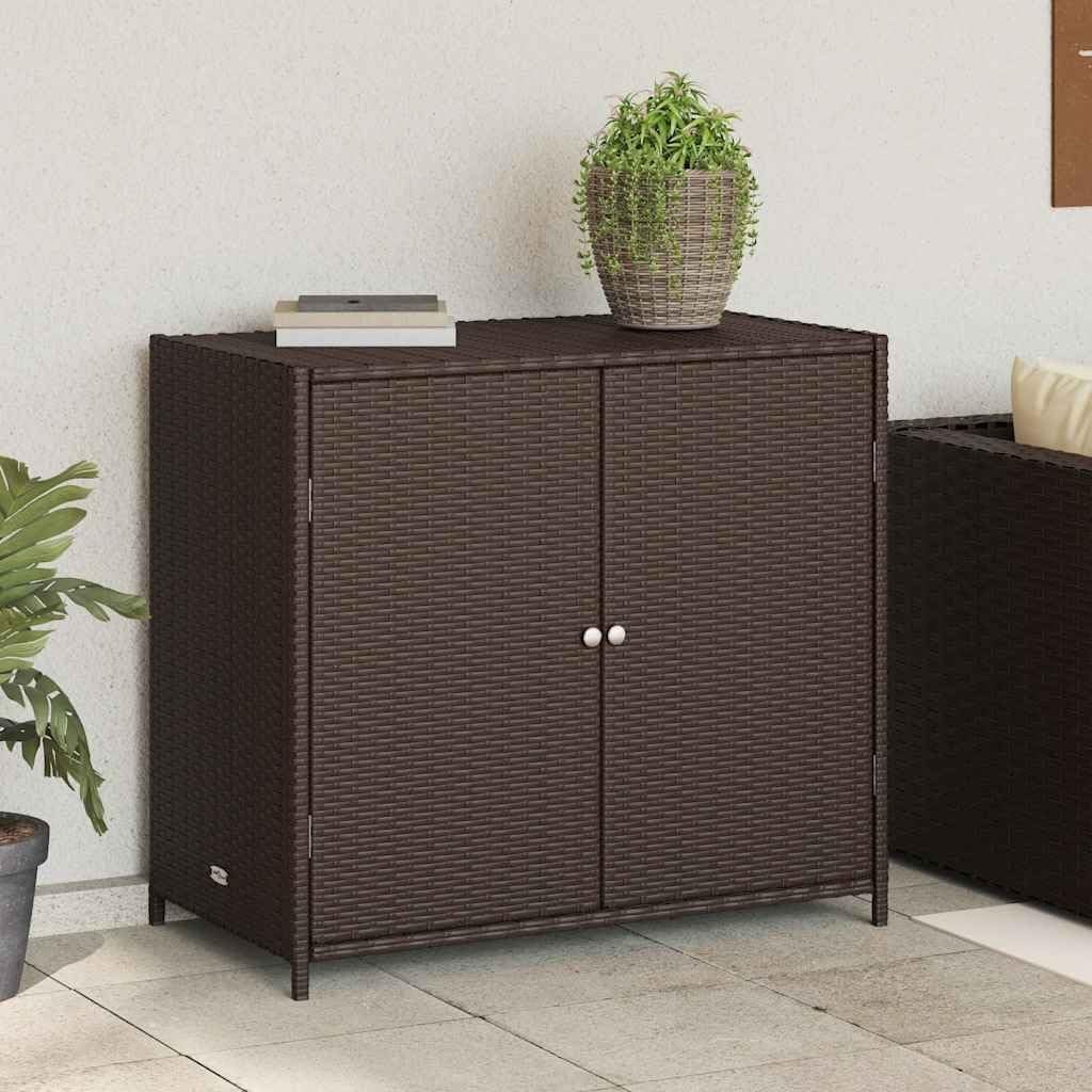 XLHWZS Outside Storage Cabinet, Wicker Outdoor Cabinet, Weatherproof, for Patio, Deck, Balcony, Porch, Backyard, or Garden(Brown)